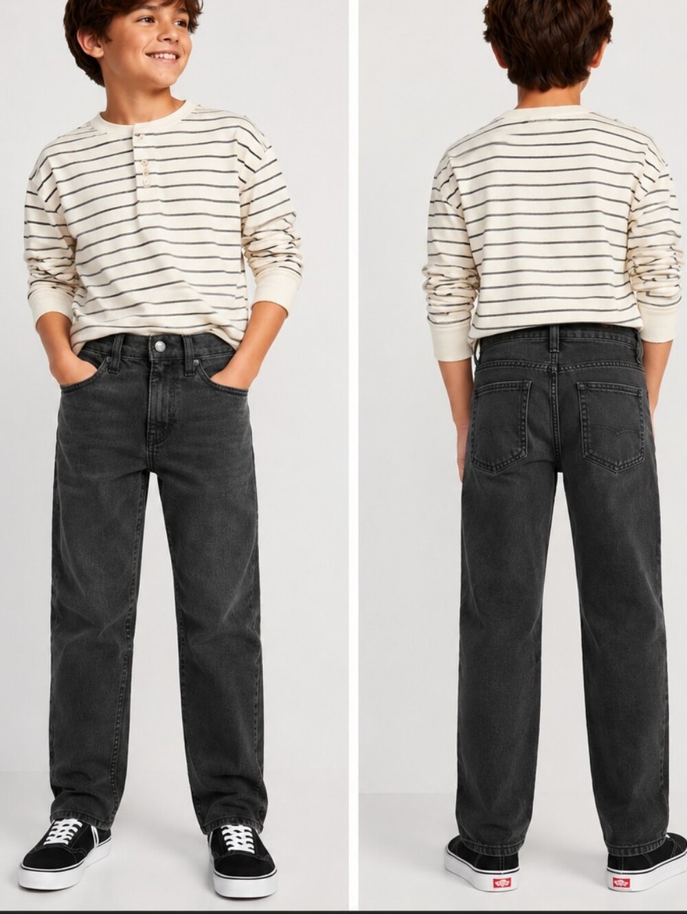 🐈⬛ NWT Boys 90s Straight Jeans Size 10 Faded Charcoal Black Old Navy